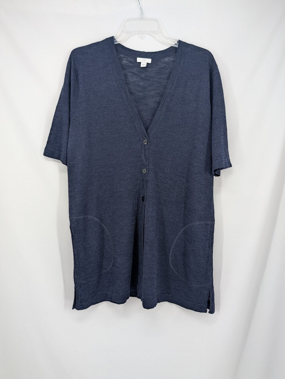 J. Jill Womens Short-Sleeve Knit Tunic Linen Blend Cardigan Medium Summer Office